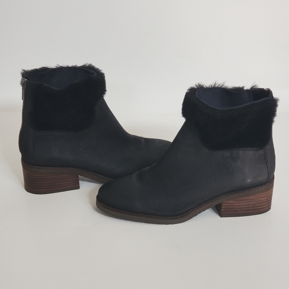 Lucky Brand Black Leather Tarina Ankle Boots Size 8.5 - Picture 4 of 12